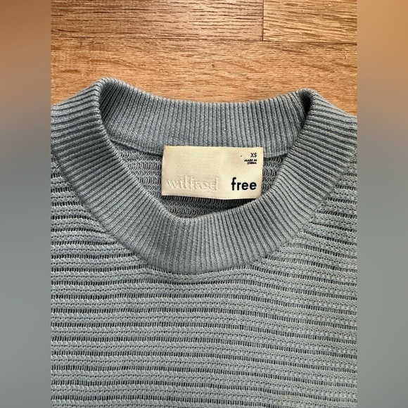 Wool/Linen Blend Aritzia Wilfred Free Lolan Cropped Sweater Size XS Light Blue - Picture 5 of 11